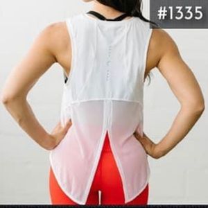 White panel split back mesh tank